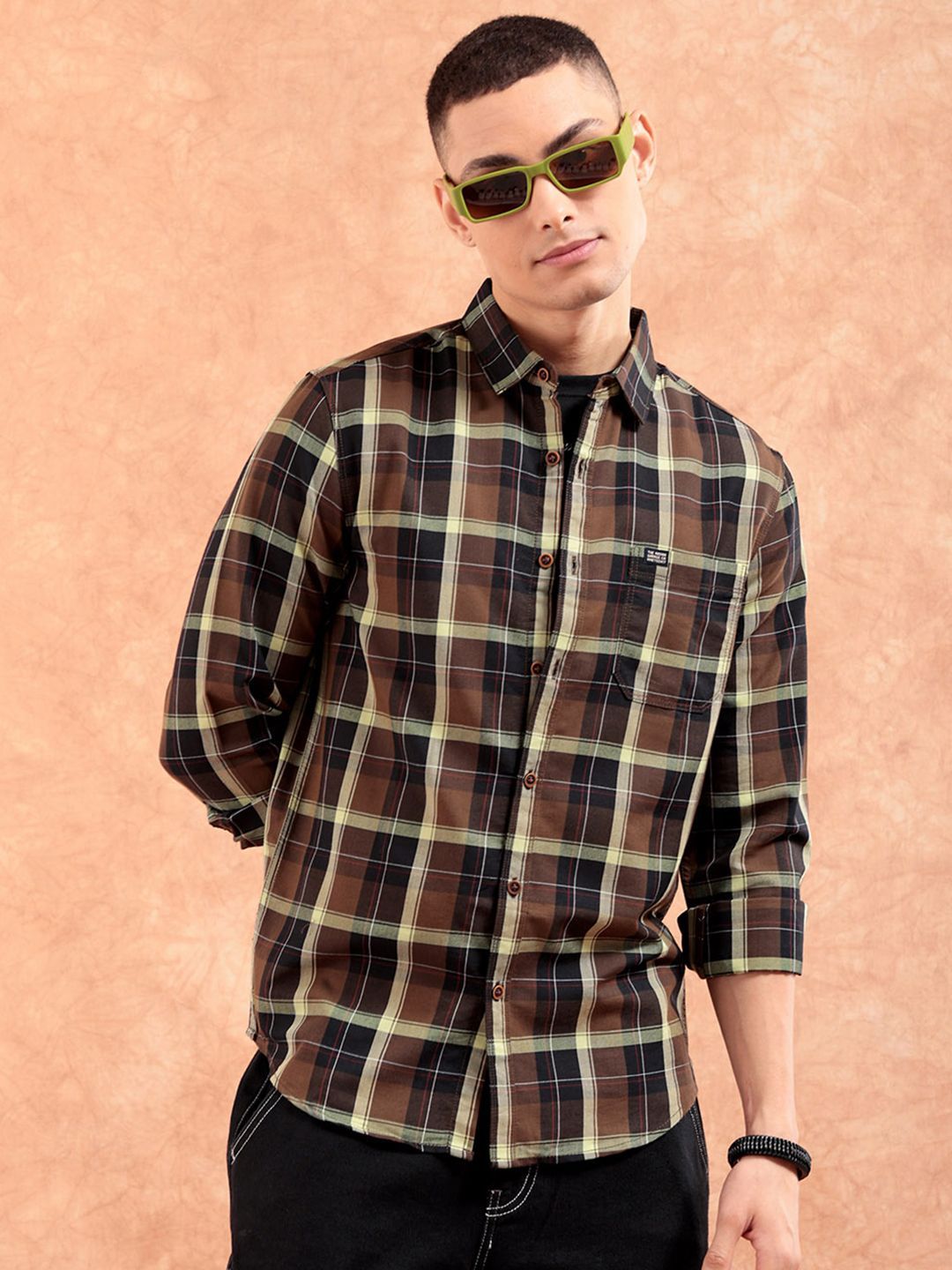 The Indian Garage Co Men Tartan Checked Casual Shirt