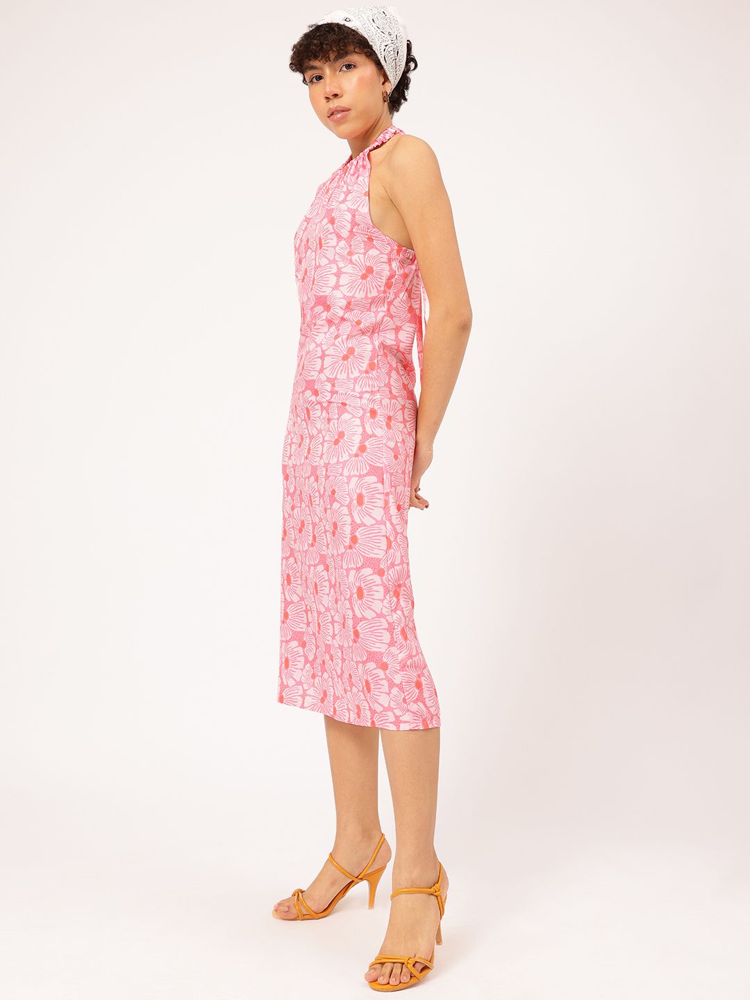 DressBerry Fairy Tale Flair Floral Print Halter A-Line Midi Dress