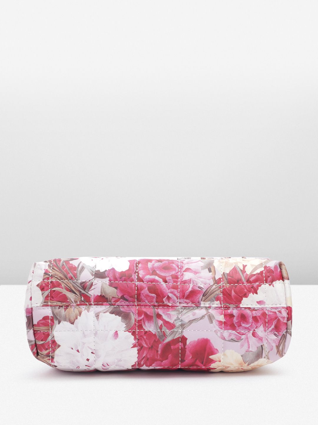 Lino Perros Floral Printed Structured Shoulder Bag with Quilted Detail