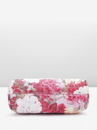 Lino Perros Floral Printed Structured Shoulder Bag with Quilted Detail
