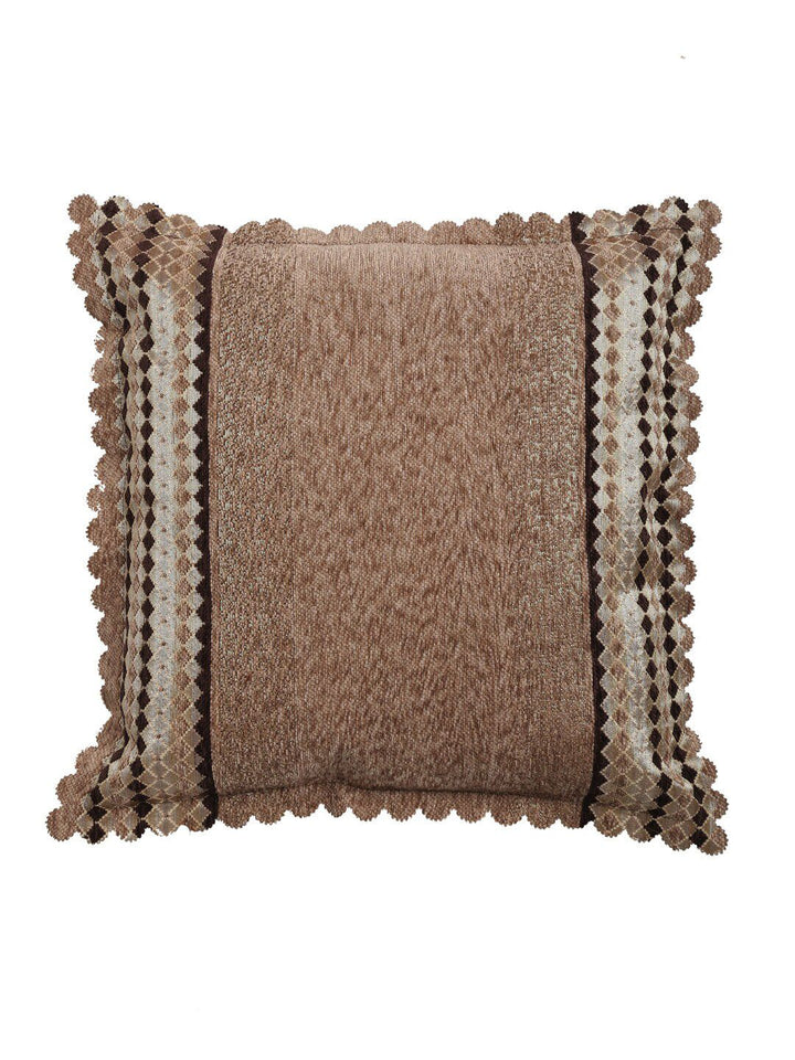 HOSTA HOMES Brown Set of 2 Geometric Velvet Square Cushion Covers