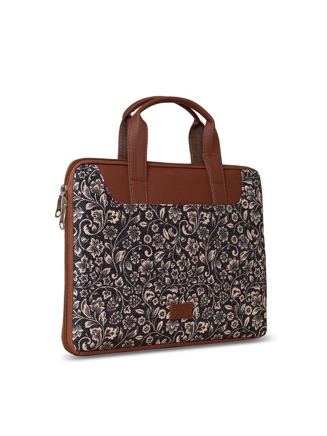 ZOUK Women Black & Blue Printed Jute Laptop Sleeve