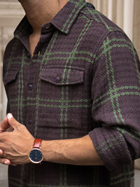 Powerlook Men Spread Collar Tartan Checked Cotton Casual Shirt