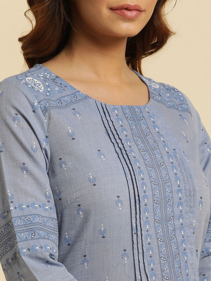 W Ethnic Motifs Printed Pure Cotton Kurta