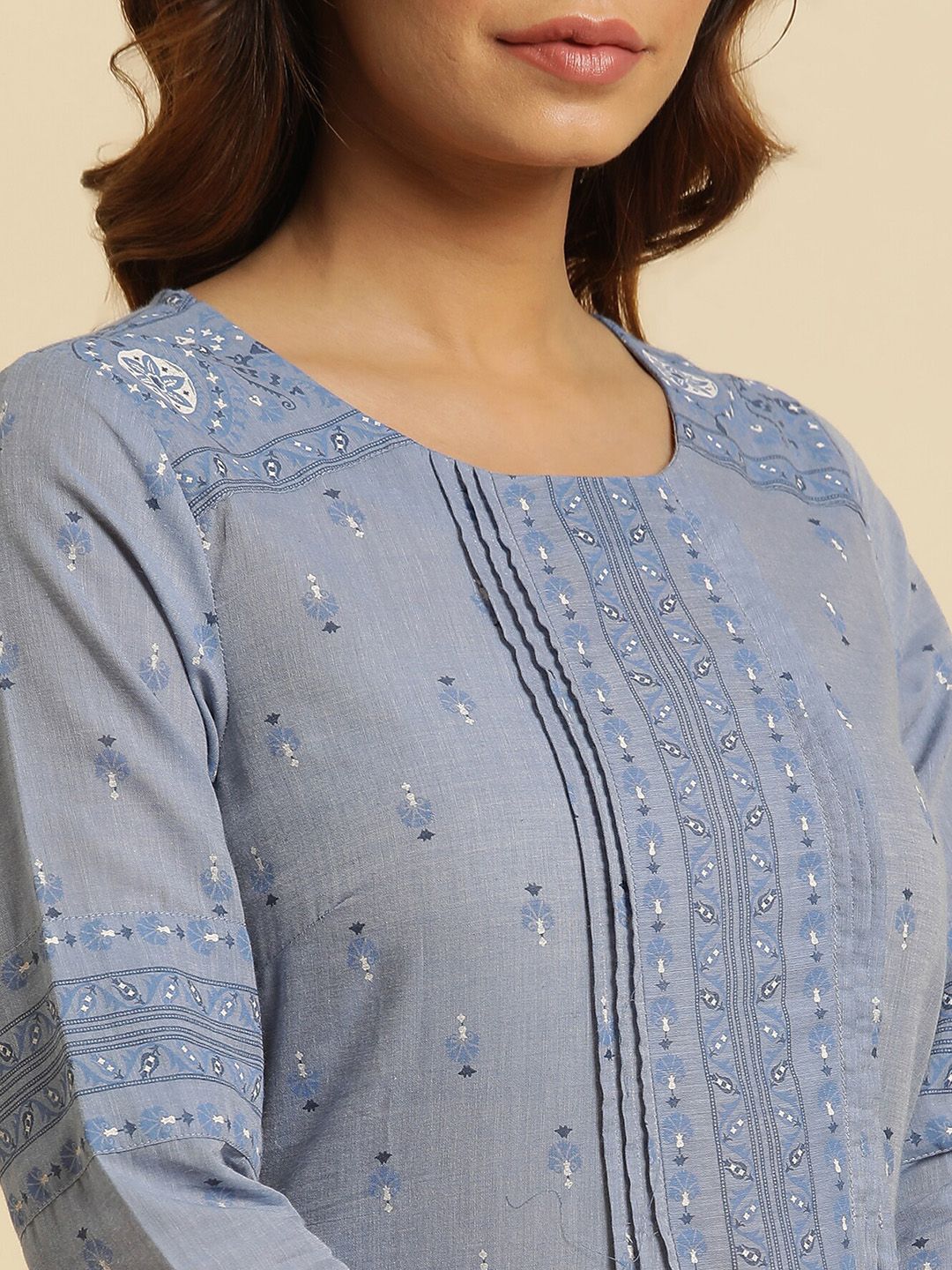 W Ethnic Motifs Printed Pure Cotton Kurta