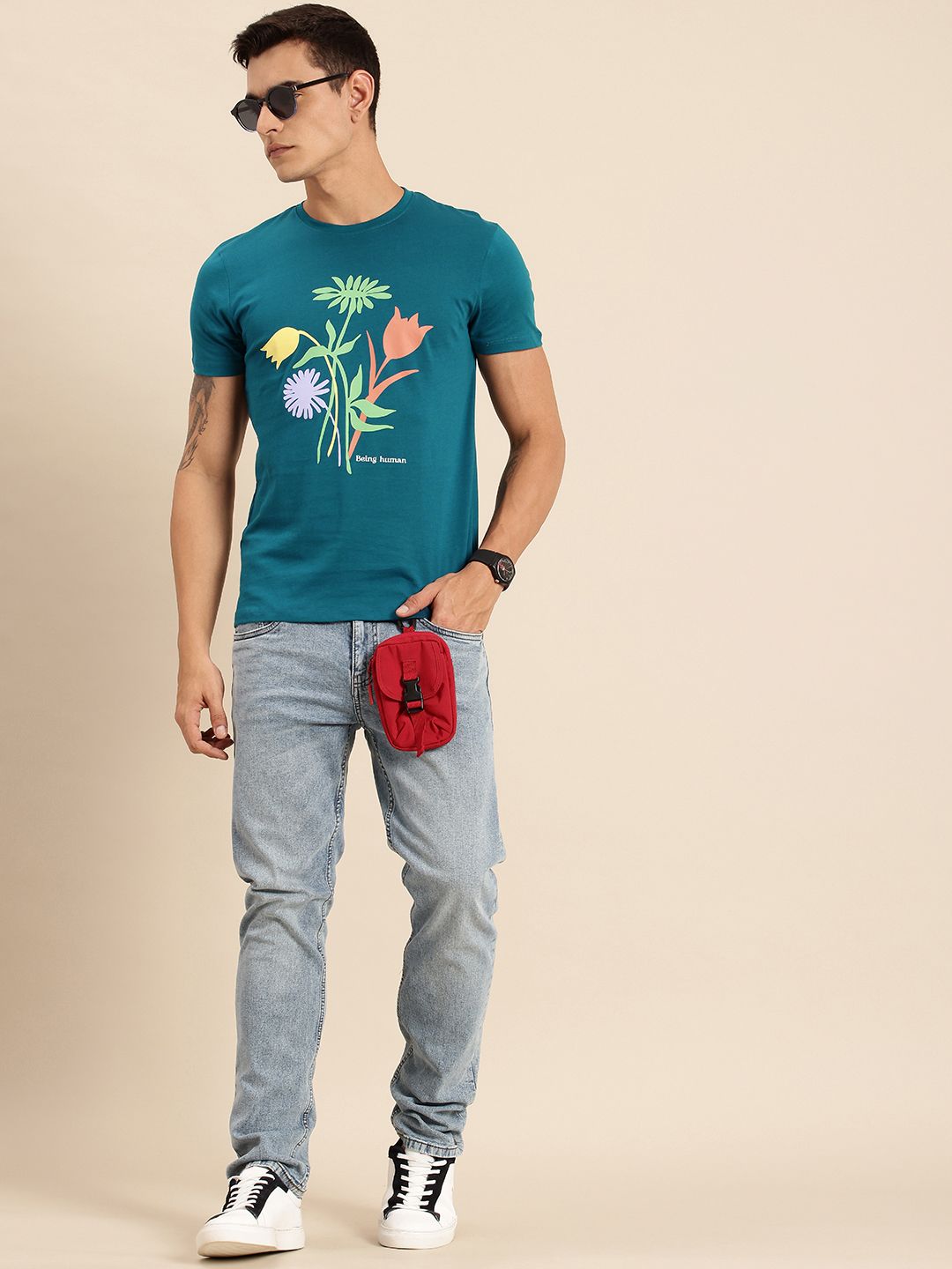 Being Human Floral Printed Pure Cotton T-shirt
