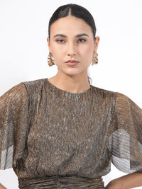 RAREISM Embellished Flared sleeves Bling & Sparkly Blouson Top