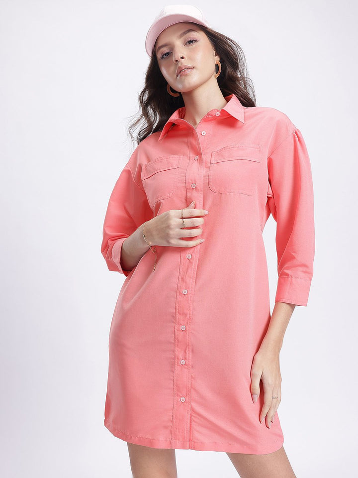 DressBerry Pastel Dreams Front Pockets Mini Shirt Dress