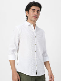 Urbano Fashion Men Spread Collar Textured Cotton Casual Shirt