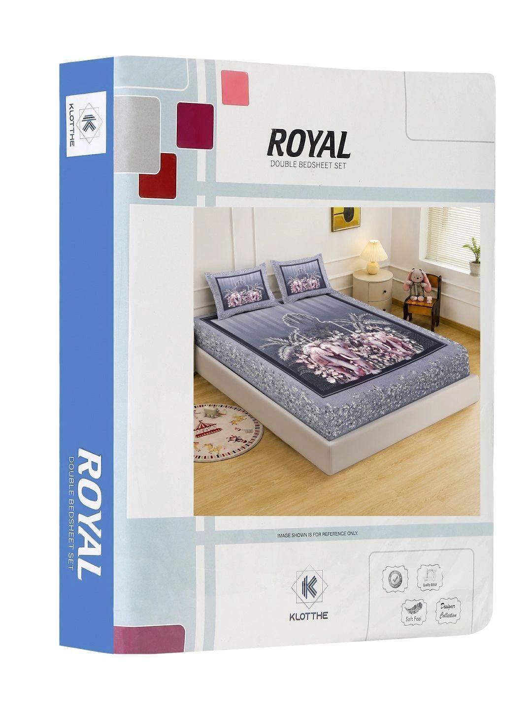 KLOTTHE Grey 400 TC King Bedsheet with 2 Pillow Covers