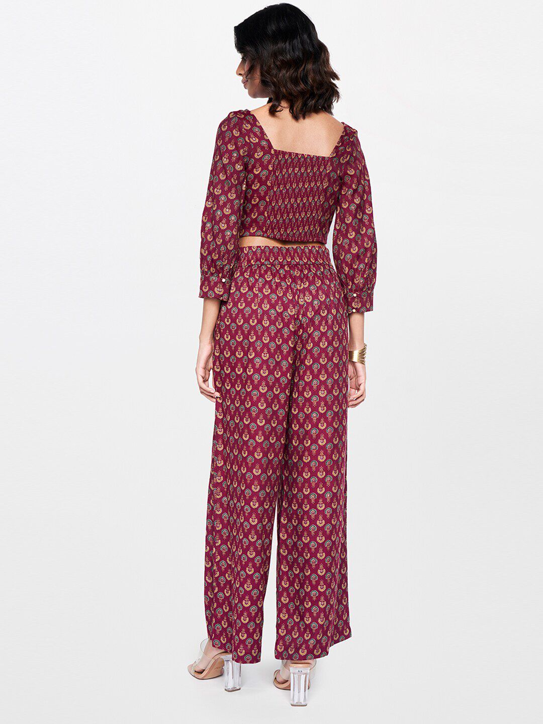 Global Desi Printed V-Neck Top & Palazzos