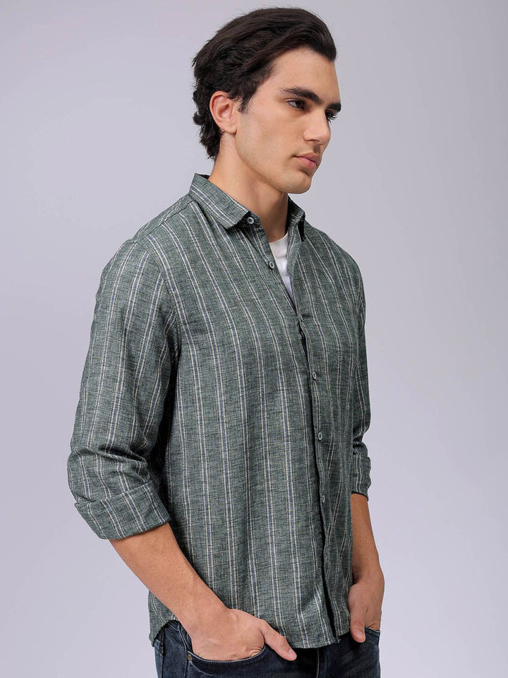 The Indian Garage Co Men Slim Fit Multi Stripes Opaque Striped Casual Shirt