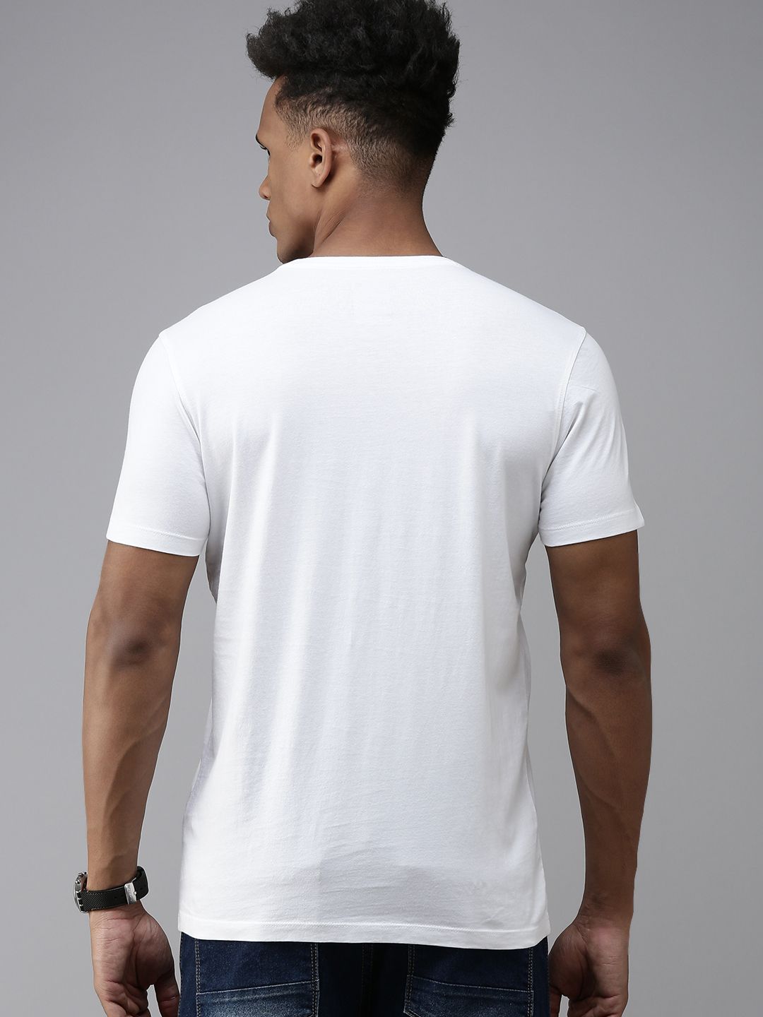 SPYKAR Graphic Print Round Neck Knitted Pure Cotton Slim Fit T-shirt