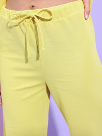 Tokyo Talkies Yellow Self Design Shirt With Trousers