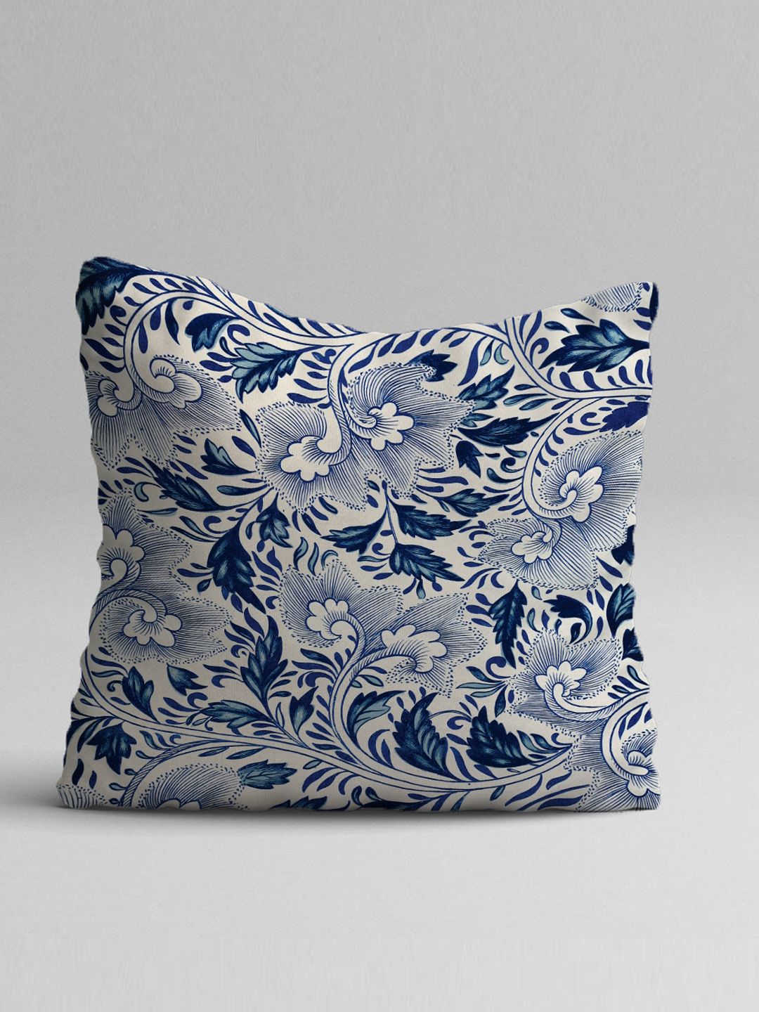 STITCHNEST Set of 5 Blue & Off White Ethnic Motifs Square Cushion Covers