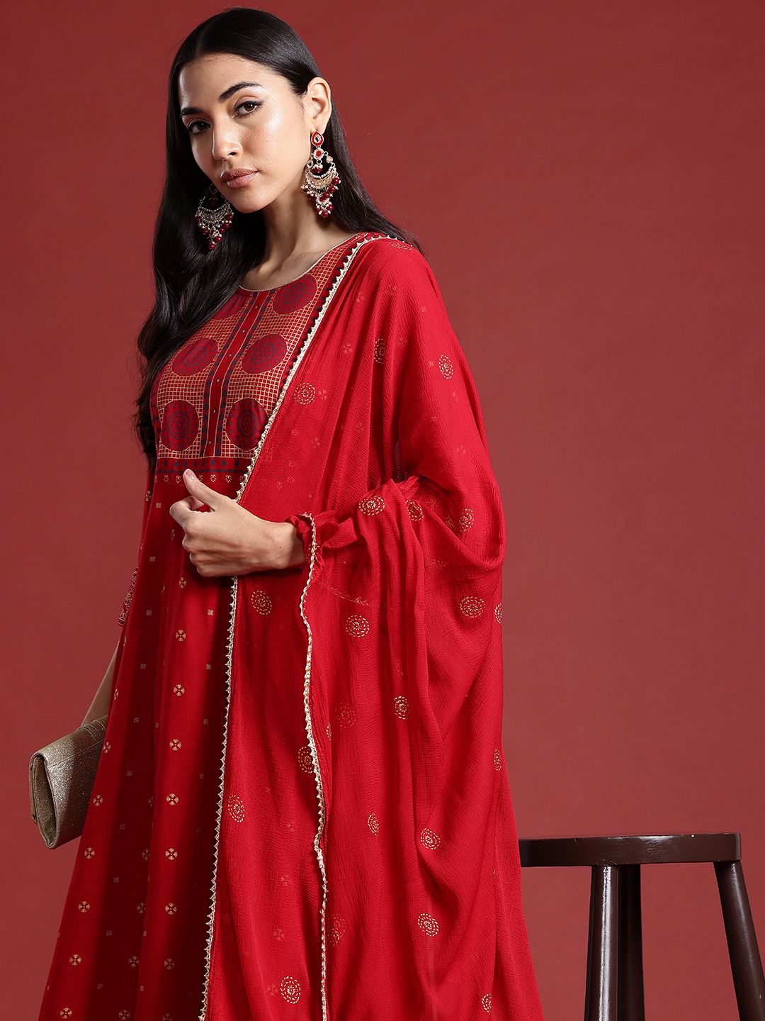 Anouk Women Ethnic Motifs Printed Kurta with Trousers & Dupatta