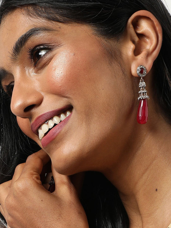 SoHi Red Contemporary Drop anting -anting