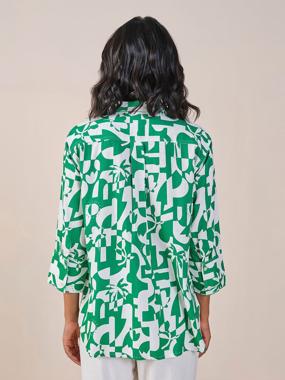AND Abstract Printed Shirt Style Top