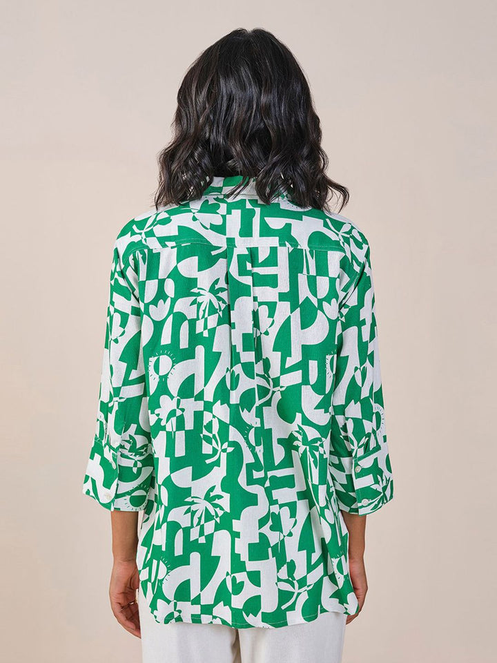 AND Abstract Printed Shirt Style Top