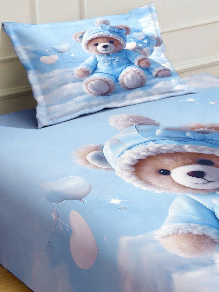 Myntra Elegant Homes Blue Printed 300 TC Single Bedsheet Set 88" x 59"