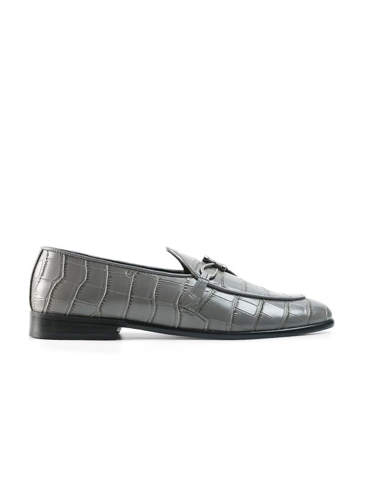 MONKSTORY Eclecta Croco Side Hook Slip Ons - Grey