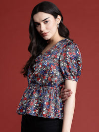all about you Floral Print Cinched Waist Top