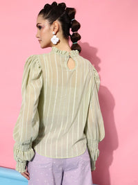STREET 9 Women Green Striped Top