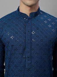 Jompers Geometric Chikankari Embroidered Kurta With Pyjamas