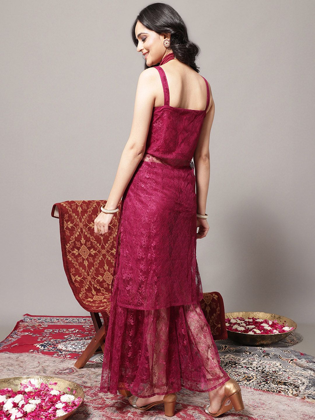 Varanga Women Magenta Kurta with Sharara