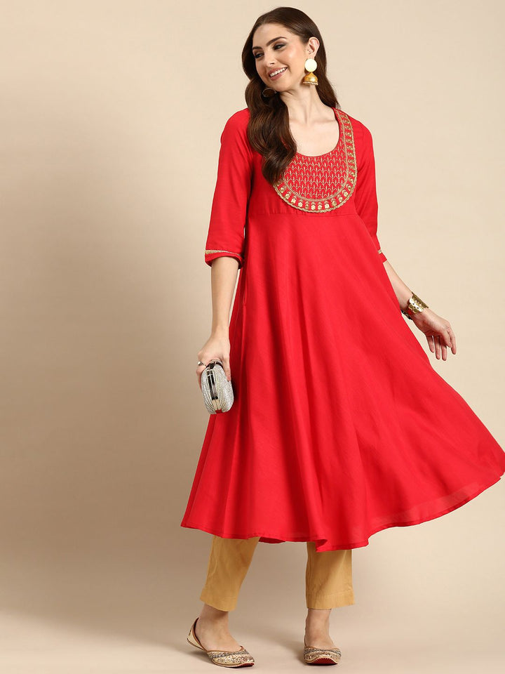 Anouk Ethnic Motifs Yoke Design Zari Work Kurta