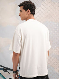 HIGHLANDER Typography Puff Printed Round Neck Oversized T-shirt