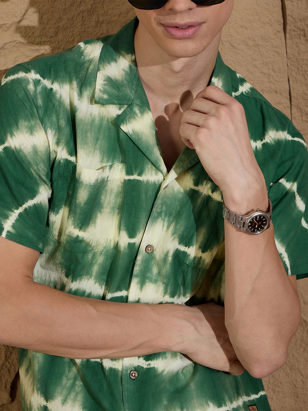 DENNISON Pure Cotton Tie & Dye Oversized Casual Shirt