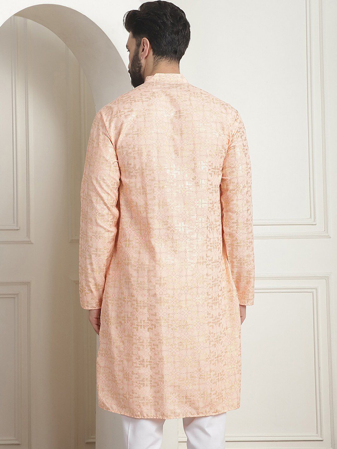 SOJANYA Foil Printed Mandarin Collar Cotton Kurta
