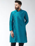 SOJANYA Kurta Lurus Bercetak Biru Lelaki