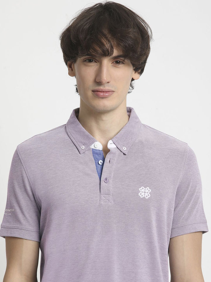 THE BEAR HOUSE Men Solid Polo Collar Regular Fit Pure Cotton T-shirt