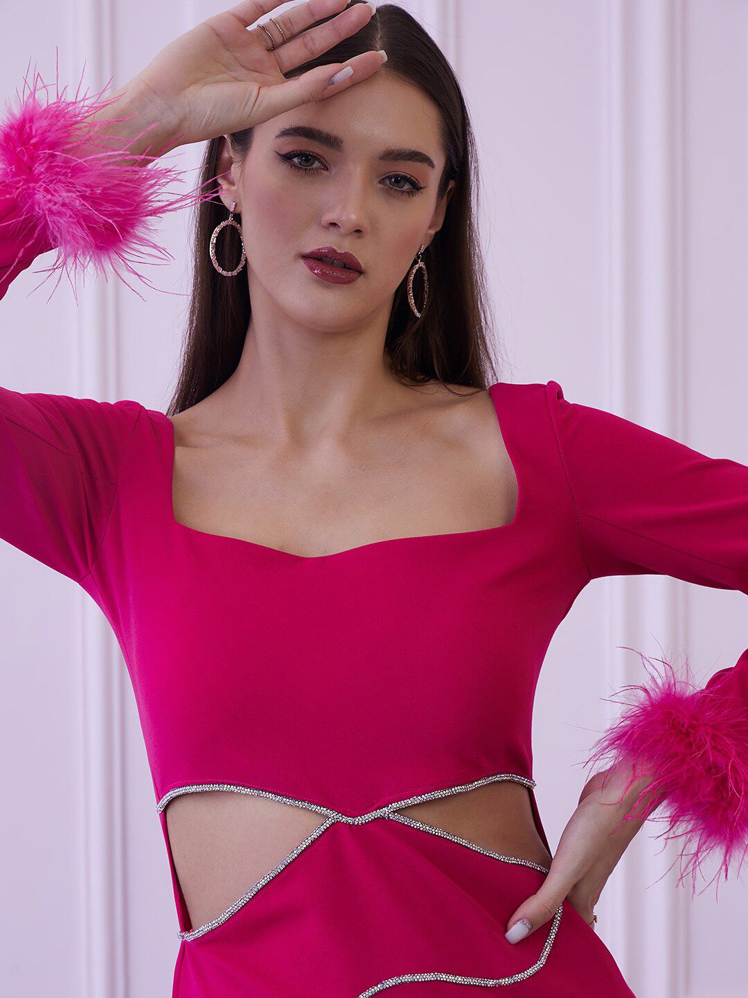 Athena Fuchsia Cut Out Bodycon Dress