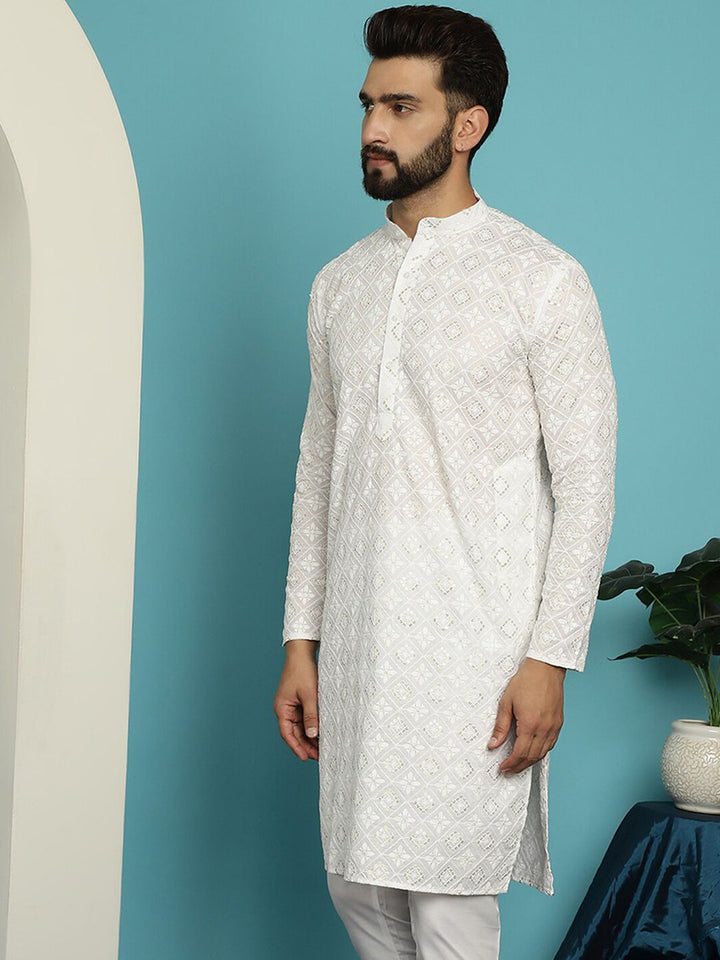 SOJANYA Ethnic Motifs Embroiedred Seqence Pure Cotton Straight Kurta