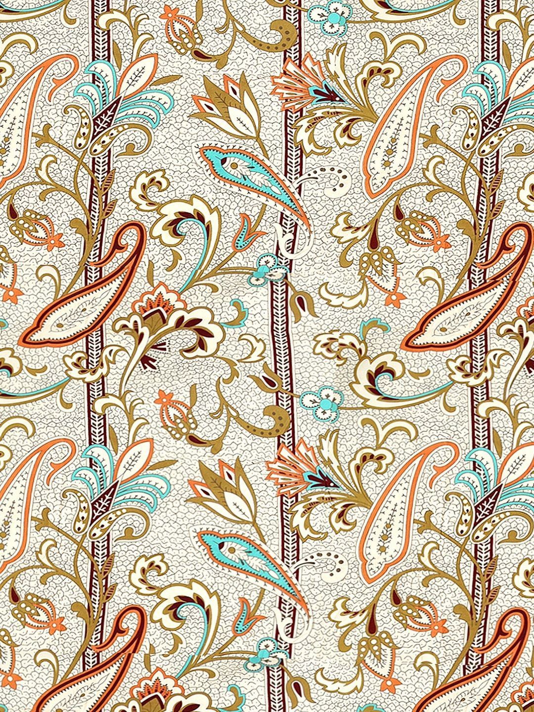 Cortina Glazed Cotton Brown Paisley  140 TC King Bedsheet with 2 Pillow Covers