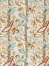 Cortina Glazed Cotton Brown Paisley  140 TC King Bedsheet with 2 Pillow Covers