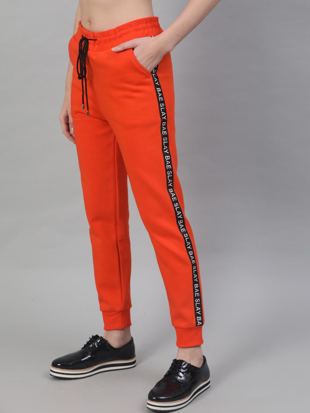 STREET 9 Women Orange Regular Fit Solid Joggers