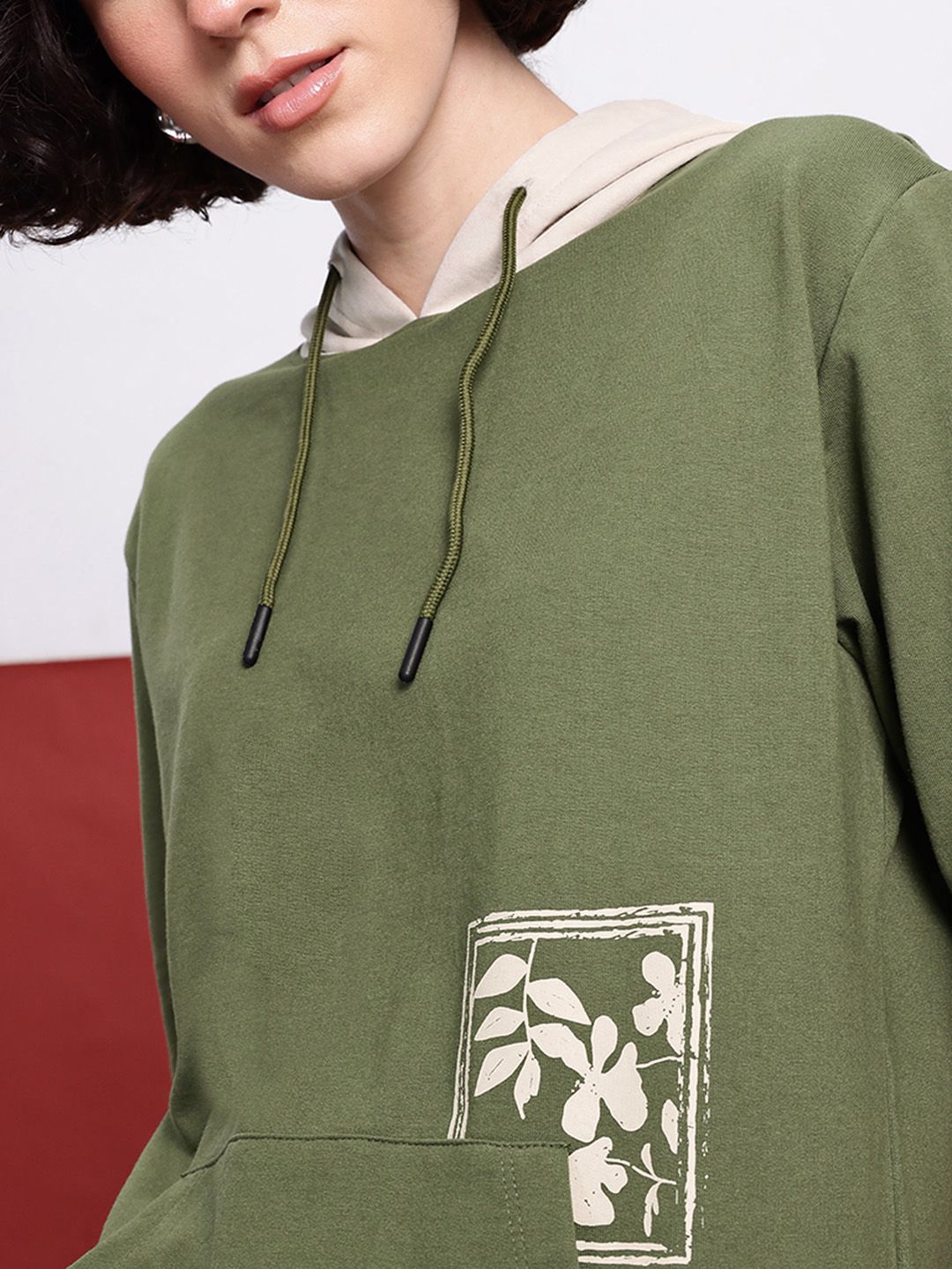 DressBerry Indie Street Printed Contrast Hood Sweatshirt
