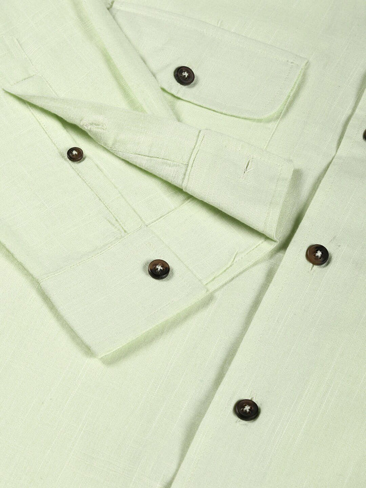 Thomas Scott Classic Cuban Collar Cotton Linen Casual Shacket