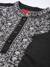 House of Pataudi Men Jashn Floral Embroidered Thread Work Kurta With Trousers
