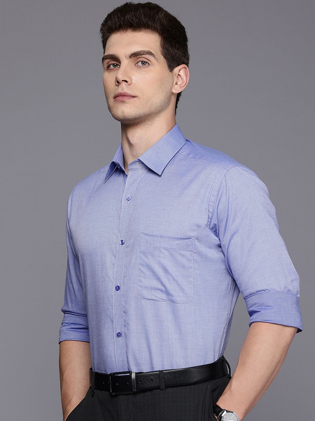 Raymond Slim Fit Micro Checked Pure Cotton Formal Shirt