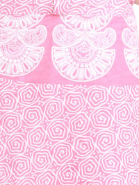 Exotic India Pure Cotton Confetti Pink Block Printed Wrap-Around Mini-Skirt