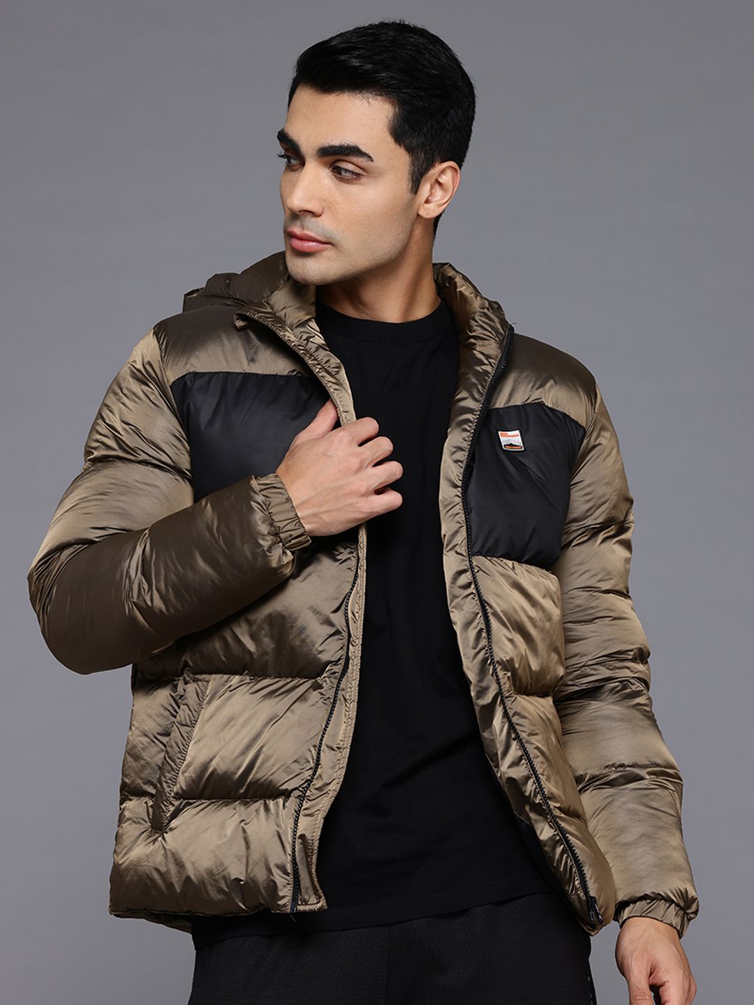 HRX by Hrithik Roshan Colourblocked Hooded Puffer Jacket
