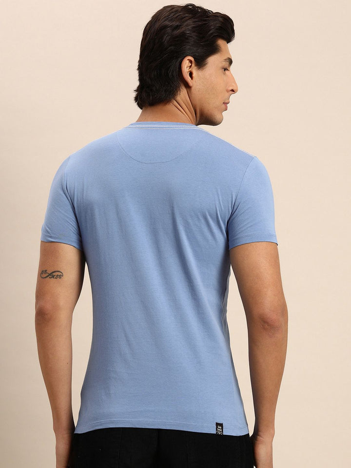 Being Human Men Blue Typography Printed Pure Cotton T-shirt