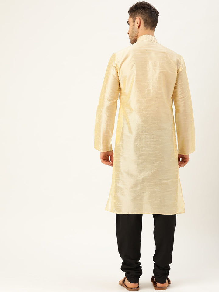 SOJANYA Men Beige Solid Straight Kurta