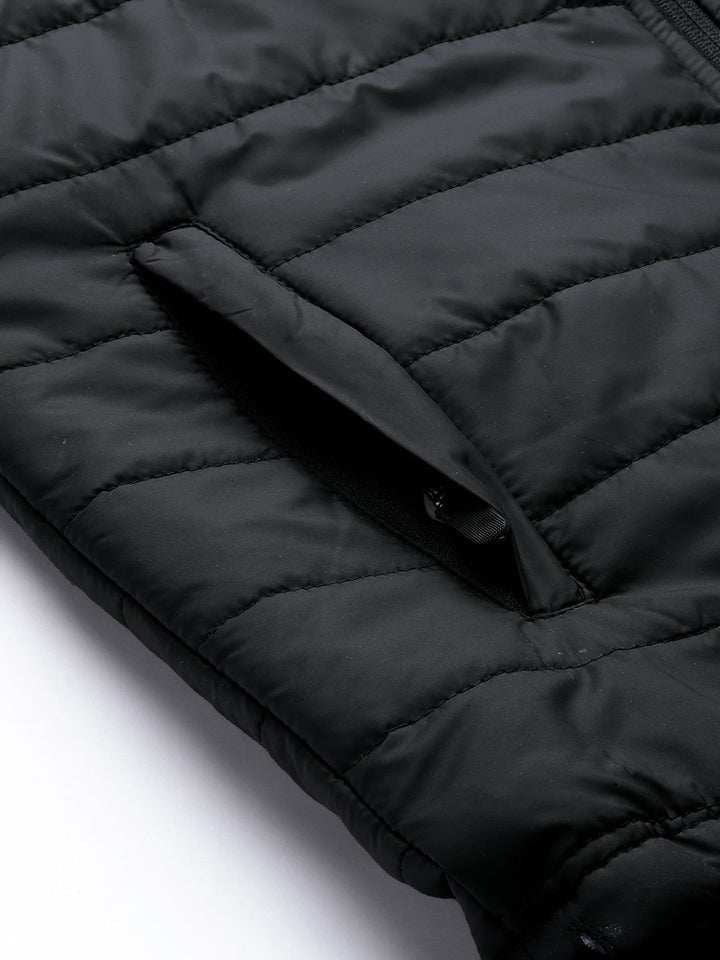 The Indian Garage Co Men Slim Fit Zip-Front Puffer Jacket with Detachable Hood
