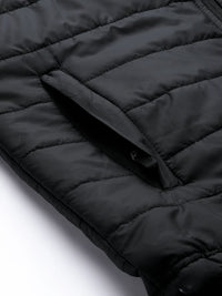The Indian Garage Co Men Slim Fit Zip-Front Puffer Jacket with Detachable Hood